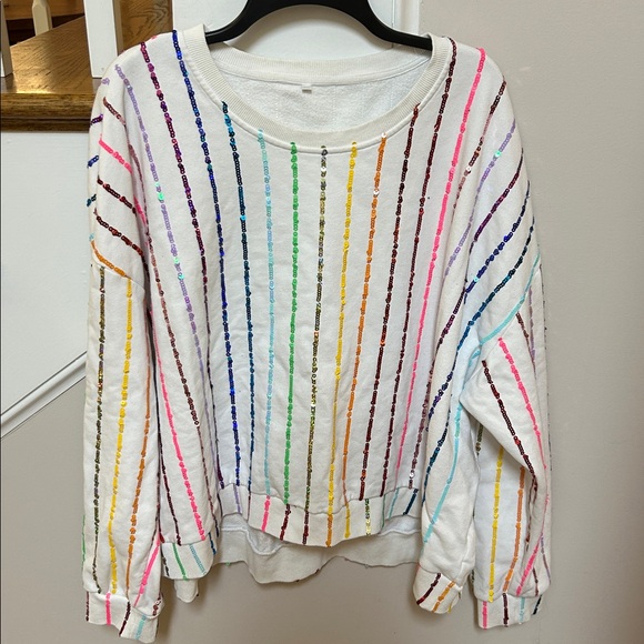 QUEEN OF SPARKLES Tops - Queen of Sparkles SET XL Multi Sequin Sweatshirt and shorts set